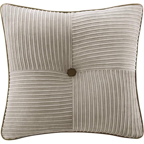 Cozy Comforter Set Casual Blocks Design All Season, Matching Bed Skirt, Decorative Pillows, King (104 in x 92 in), Dallas Taupe/Brown, 7 Piece
