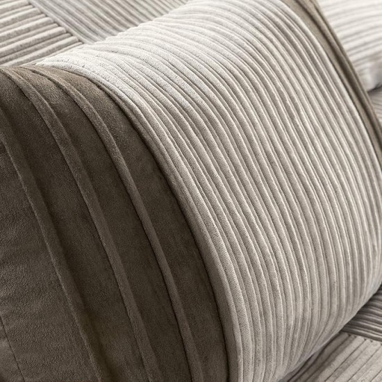 Cozy Comforter Set Casual Blocks Design All Season, Matching Bed Skirt, Decorative Pillows, King (104 in x 92 in), Dallas Taupe/Brown, 7 Piece