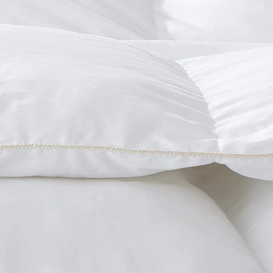 Luxurious Twin/Twin XL Size Goose Down Fiber Waterfowl Feather Fiber Comforter Duvet, 100% Egyptian Cotton Cover, 50 oz. Fill Weight, Baffle Box Design, White Solid
