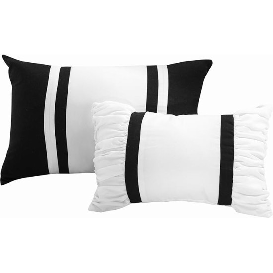 Black Bed in a Bag Comforter Set, Queen Size (8 Piece), Vermont - Pinch Pleat Microfiber Bedding - Comforter, Shams, Bed Skirt, Cushions and Breakfast Pillow