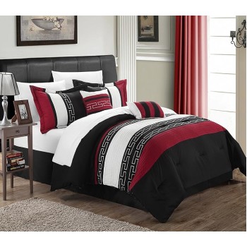 CS1223-112-AN Carlton 6-Piece Comforter Set, Queen Size, Black