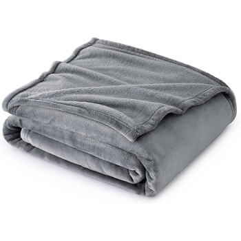 Fleece Throw Blanket for Couch Grey - Lightweight Plush Fuzzy Cozy Soft Blankets and Throws for Sofa, 50x60 inches