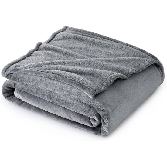 Fleece Blankets Twin Size Grey - 300GSM Lightweight Plush Fuzzy Cozy Soft Twin Blanket for Bed, Sofa, Couch, Travel, Camping, 60x80 inches