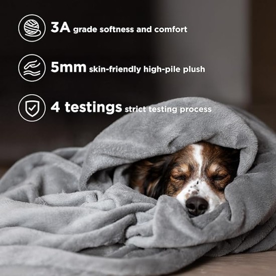 Fleece Blankets Twin Size Grey - 300GSM Lightweight Plush Fuzzy Cozy Soft Twin Blanket for Bed, Sofa, Couch, Travel, Camping, 60x80 inches