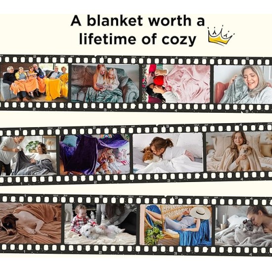 Fleece Blankets Twin Size Grey - 300GSM Lightweight Plush Fuzzy Cozy Soft Twin Blanket for Bed, Sofa, Couch, Travel, Camping, 60x80 inches