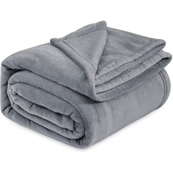 Fleece Bed Blankets Queen Size Grey - Soft Lightweight Plush Fuzzy Cozy Luxury Blanket Microfiber, 90x90 inches