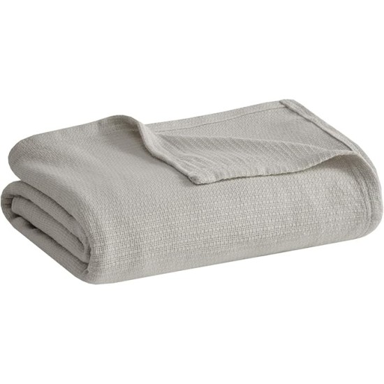 Freshspun Basketweave Luxury Cotton Blanket Grey 108x90" King Size Basketweave Premium Soft Cozy 100% Cotton For Bed, Couch or Sofa