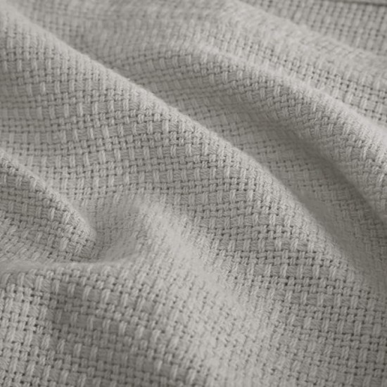 Freshspun Basketweave Luxury Cotton Blanket Grey 108x90" King Size Basketweave Premium Soft Cozy 100% Cotton For Bed, Couch or Sofa