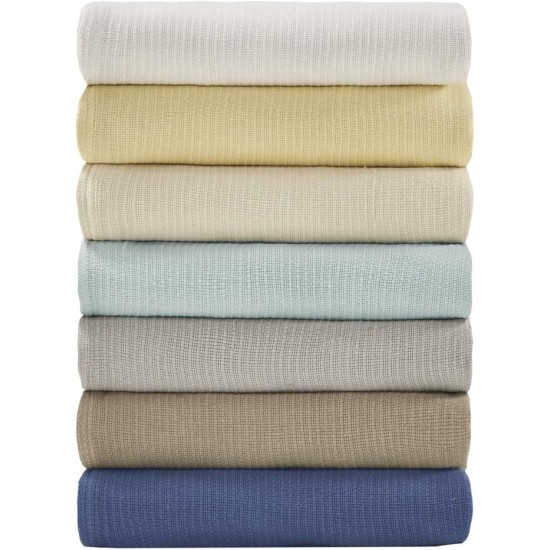 Freshspun Basketweave Luxury Cotton Blanket Grey 108x90" King Size Basketweave Premium Soft Cozy 100% Cotton For Bed, Couch or Sofa