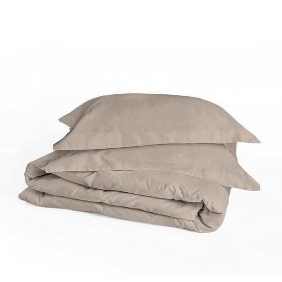 Duvet Cover Set with 3 Pieces, 415 Thread Count, Percale, 100% Peruvian Pima Cotton, Premium and Breathable with Hidden Zip Closure, Full/Queen Size, Latte Color