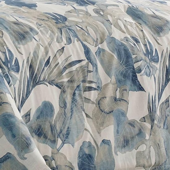 California King Comforter Set, Cotton Reversible Bedding with Matching Shams & Bedskirt, All Season Home Decor (Raw Coast Blue, California King)