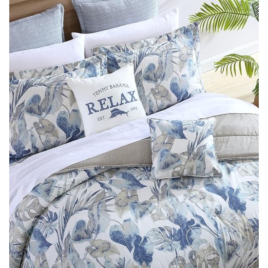 California King Comforter Set, Cotton Reversible Bedding with Matching Shams & Bedskirt, All Season Home Decor (Raw Coast Blue, California King)
