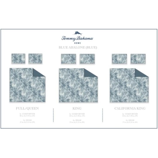 California King Comforter Set, Cotton Reversible Bedding with Matching Shams & Bedskirt, All Season Home Decor (Raw Coast Blue, California King)