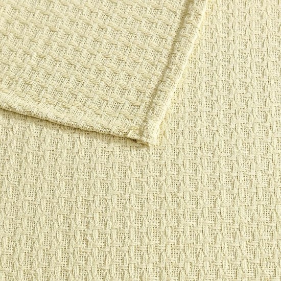 Grand Hotel Lightweight All-Natural 100% Cotton Waffle Weave Blanket, Twin, Lemon