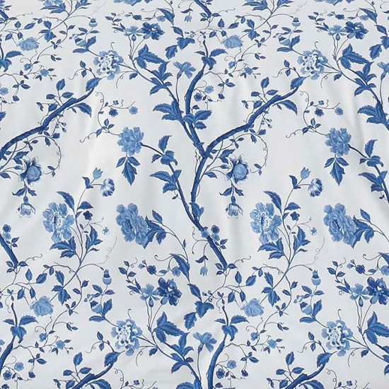 King Comforter Set, Reversible Cotton Bedding, Includes Matching Shams with Bonus Euro Shams & Throw Pills (Elise Blue, King)