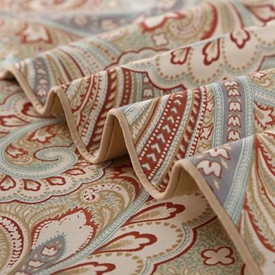 Paisley Duvet Cover King Size Gold Classy Regal Themed Luxurious Boho Bedding Super Soft Egyptian Cotton 3 Piece Modern 800-Thread-Count Duvet Quilt Cover Set