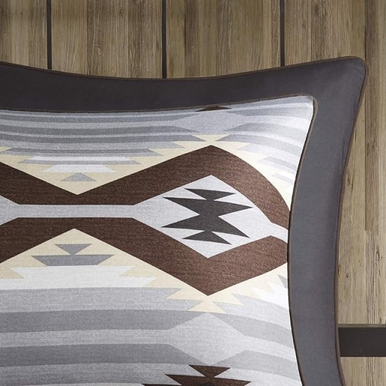 Rustic Lodge Cabin Comforter Set - All Season Down Alternative Warm Bedding Layer and Matching Shams, Oversized Queen, Bitter Creek, Grey/Brown