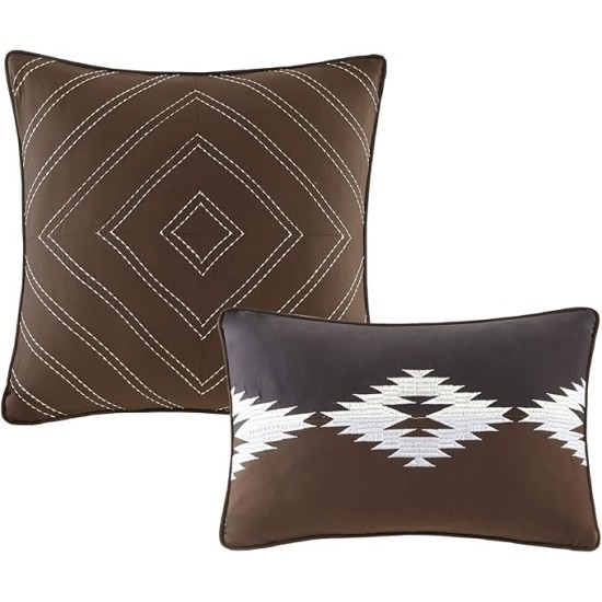 Rustic Lodge Cabin Comforter Set - All Season Down Alternative Warm Bedding Layer and Matching Shams, Oversized Queen, Bitter Creek, Grey/Brown