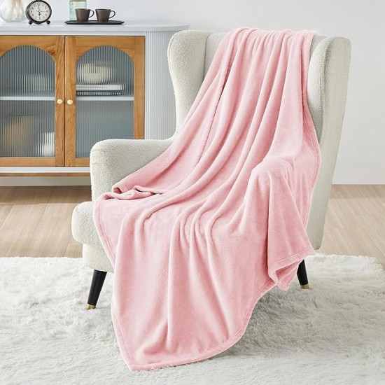 Fleece Blanket Throw Blanket Pink - 300GSM Throw Blankets for Couch, Sofa, Bed, Soft Lightweight Plush Cozy Blankets and Throws for Toddlers, Girls