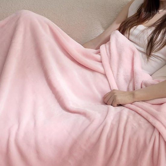 Fleece Blanket Throw Blanket Pink - 300GSM Throw Blankets for Couch, Sofa, Bed, Soft Lightweight Plush Cozy Blankets and Throws for Toddlers, Girls