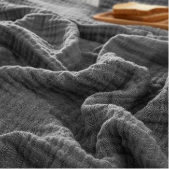 100% Cotton Muslin Throw Blanket 50" x 60", 4-Layer Lightweight and Breathable Blanket, Luxuriously Soft Gauze Blanket for Couch Bed Sofa, Elegant Home Decoration, Black Grey