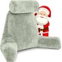 XXL Reading Pillow for Bed Backrest with Arms - Desert Sage - Adult - Shredded Memory Foam, Ultra-Comfy Microplush Cover & Detachable Neck Roll -Unmatched Support Bed Rest Sit Up Pillow