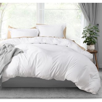 Duvet Cover Queen Size - 1 Duvet Cover with 2 Pillow Shams - 3 Pieces Bedding Duvet Cover with Zipper Closure - Soft Brushed Microfiber, 90 X 90 Inches (Pack of 10, Queen White)