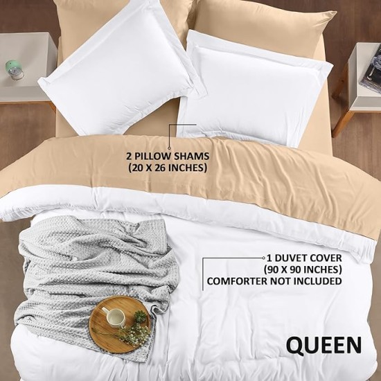 Duvet Cover Queen Size - 1 Duvet Cover with 2 Pillow Shams - 3 Pieces Bedding Duvet Cover with Zipper Closure - Soft Brushed Microfiber, 90 X 90 Inches (Pack of 10, Queen White)