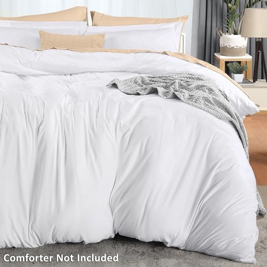 Duvet Cover Queen Size - 1 Duvet Cover with 2 Pillow Shams - 3 Pieces Bedding Duvet Cover with Zipper Closure - Soft Brushed Microfiber, 90 X 90 Inches (Pack of 10, Queen White)