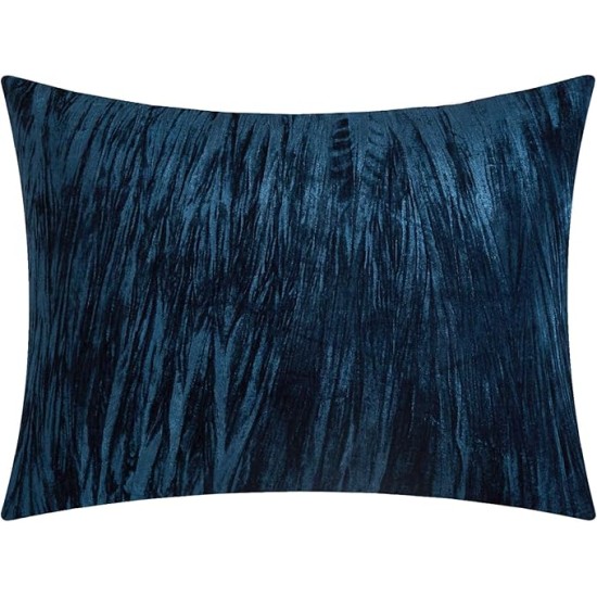 Westmont 4 Piece Comforter Set Crinkle Crushed Velvet Bedding-Decorative Pillow Shams Included, King, Navy