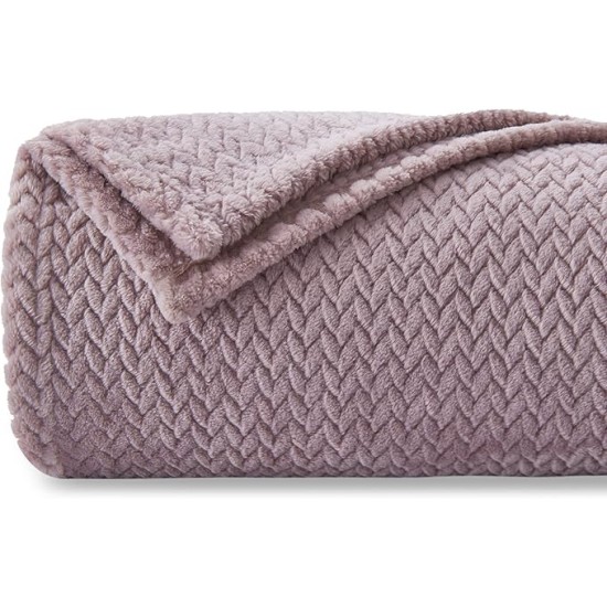 Super Soft Throw Blanket Light Purple Premium Silky Flannel Fleece Leaves Pattern Lightweight Bed Blanket All Season Use (Light Purple, Throw(50"x60"))
