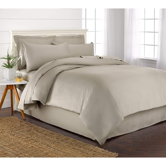 Queen Duvet Cover by , 3 Piece Set, Genuine 100% Organic Viscose Derived from Bamboo, Luxuriously Soft and Cooling, 2 Pillowcases (Queen, Sand)