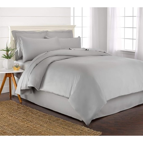 King Duvet Cover by , 3 Piece Set, Genuine 100% Organic Viscose Derived from Bamboo, Luxuriously Soft and Cooling, 2 Pillowcases (King, Silver Pearl)