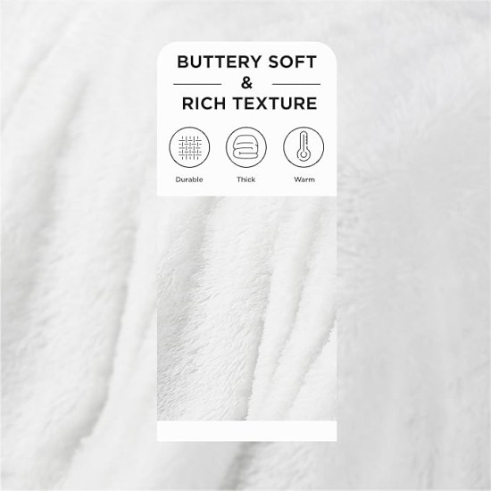 Soft White Throw Blanket for Couch, Fluffy White Blankets Fuzzy Fleece Blanket for Sofa Chair, Cozy Sherpa Faux Fur Blanket, White Decor Christmas Blanket White Gifts for Women, Girls, 50x60