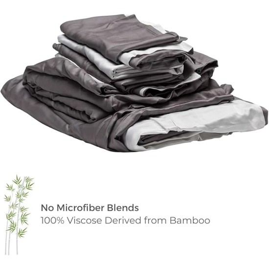 Modern 100% Viscose Derived from Bamboo Sheets 6pc Full - Duvet Cover Set + Sheet Set - Breathtakingly Soft
