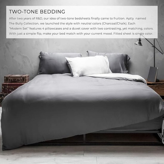 Modern 100% Viscose Derived from Bamboo Sheets 6pc Full - Duvet Cover Set + Sheet Set - Breathtakingly Soft