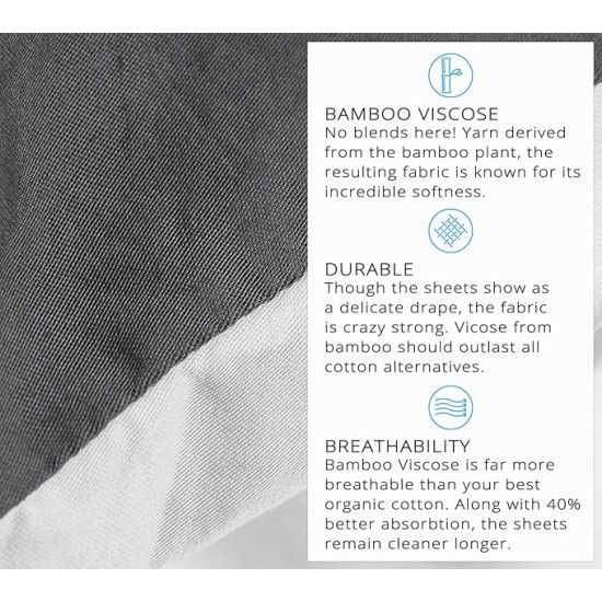 Modern 100% Viscose Derived from Bamboo Sheets 6pc Full - Duvet Cover Set + Sheet Set - Breathtakingly Soft
