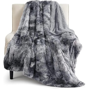 Soft Throw Blanket for Couch, Fuzzy Blanket Fluffy Sherpa Fleece Blankets & Throws, Christmas Blanket Gifts for Women Men, Cozy Thick Warm Plush Faux Fur Blanket Bed Room Decor, 50x60, Grey