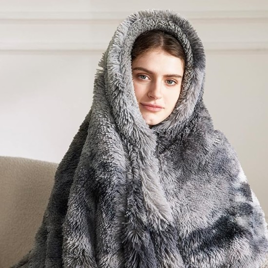 Soft Throw Blanket for Couch, Fuzzy Blanket Fluffy Sherpa Fleece Blankets & Throws, Christmas Blanket Gifts for Women Men, Cozy Thick Warm Plush Faux Fur Blanket Bed Room Decor, 50x60, Grey