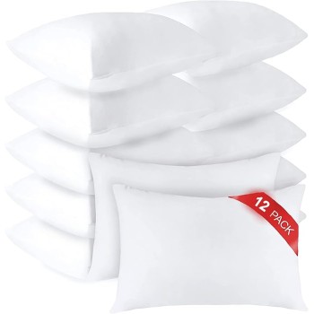 Queen Size 12 Pack Pillow Inserts, Pillows for Sleeping 12 Pack, Hotel Pillows for Side Back & Stomach Sleepers, Down Alternative Microfiber Soft Plush Washable Pillows Set of 12