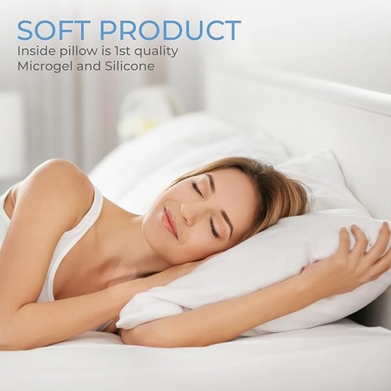 Queen Size 12 Pack Pillow Inserts, Pillows for Sleeping 12 Pack, Hotel Pillows for Side Back & Stomach Sleepers, Down Alternative Microfiber Soft Plush Washable Pillows Set of 12