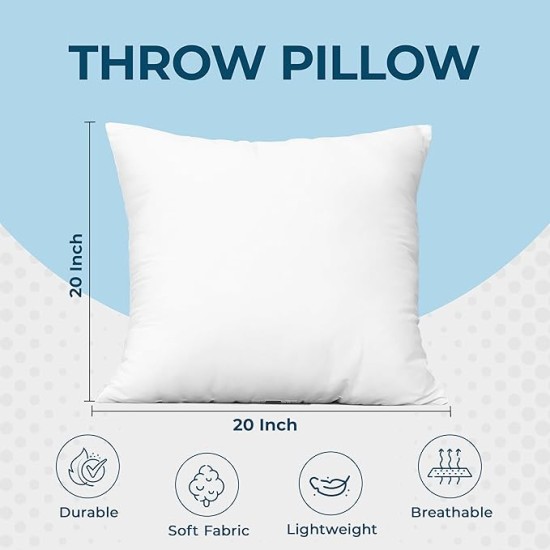 Throw Pillows (Set of 24, White), 20 x 20 Inches Pillows for Sofa, Bed and Couch Decorative Stuffer Pillows