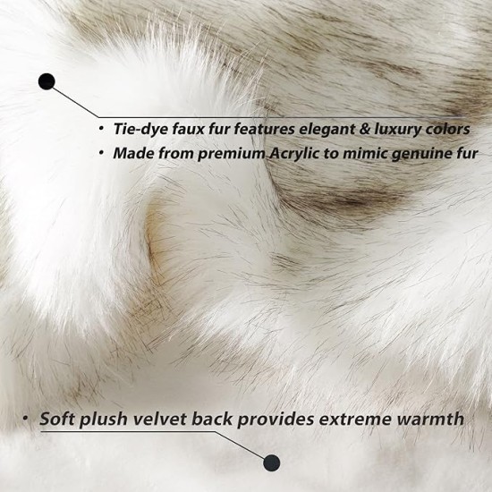 Luxury Ivory White Faux Fur Throw Blanket for Bed, Extra Large Super Soft Fluffy Cozy Fall Thick Warm Fox Fur Throw Blankets for Couch, Bed Reversible to Plush Velvet (60"x80")