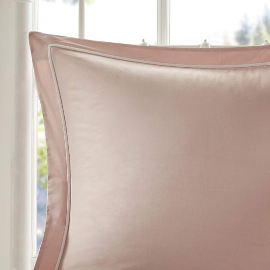 Dawn 100% Cotton Shabby Chic Comforter Set-Modern Cottage Design All Season Down Alternative Bedding, Matching Shams, Bedskirt, Decorative Pillows, Queen(90"x90"), Blush 9 Piece