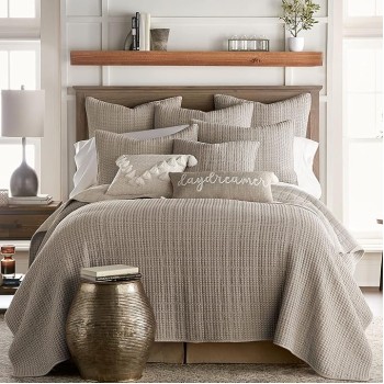 - Mills Waffle - Full/Queen Quilt Set - Taupe Cotton Waffle - Quilt Size (88 x 92in.), Sham Size (26 x 20in.)