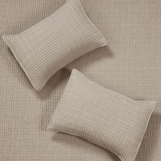 - Mills Waffle - Full/Queen Quilt Set - Taupe Cotton Waffle - Quilt Size (88 x 92in.), Sham Size (26 x 20in.)