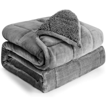 20lbs Weighted Blanket Queen Size, 60x80 Inches Grey Sherpa Weighted Blanket Throw Sofa Bedding Heavy Blanket for Adults, Soft Cozy Fleece Blanket On Queen Bed