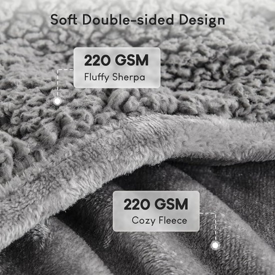 20lbs Weighted Blanket Queen Size, 60x80 Inches Grey Sherpa Weighted Blanket Throw Sofa Bedding Heavy Blanket for Adults, Soft Cozy Fleece Blanket On Queen Bed