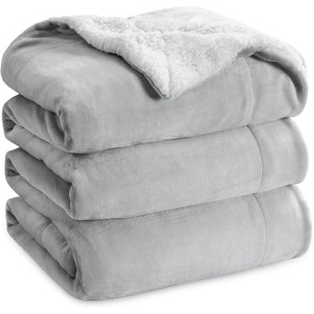 Sherpa Fleece Blankets King Size for Bed - Thick and Warm Blanket for Winter, Soft Fuzzy Plush King Blanket for All Seasons, Light Grey, 108x90 Inches