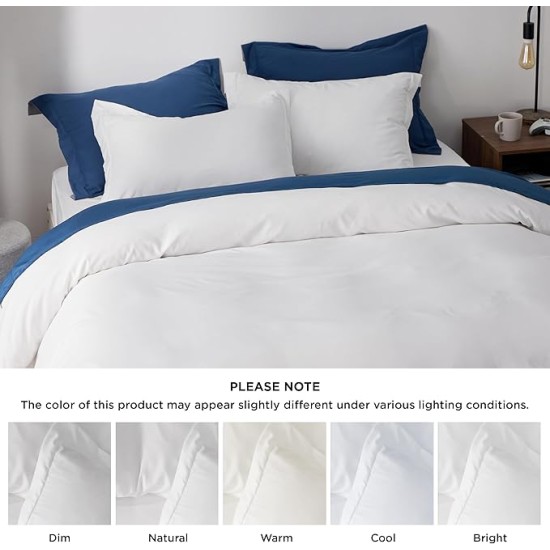 White Duvet Cover Queen Size - Soft Double Brushed Duvet Cover for Kids with Zipper Closure, 3 Pieces, Includes 1 Duvet Cover (90"x90") & 2 Pillow Shams, NO Comforter
